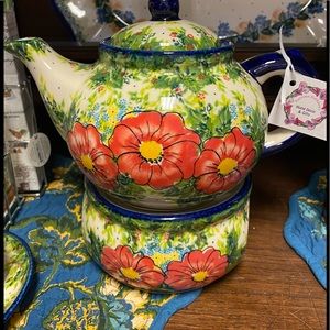 Polish Pottery Teapot & Warmer